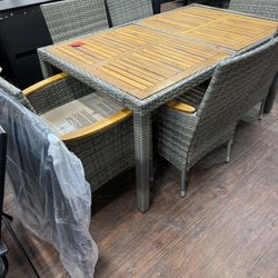 Grey And Wood Table Set With 6 Chairs $399 , Black And Wood Table $199 