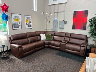 Genuine Leather Power Reclining Sectional