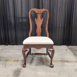 Queen Anne Wood Dining Chair with Upholstered Seat