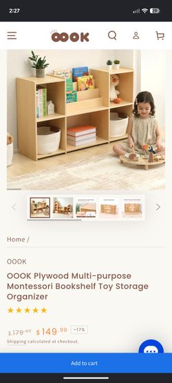 OOOK Plywood Multi-purpose Montessori Bookshelf Toy Storage Organizer
