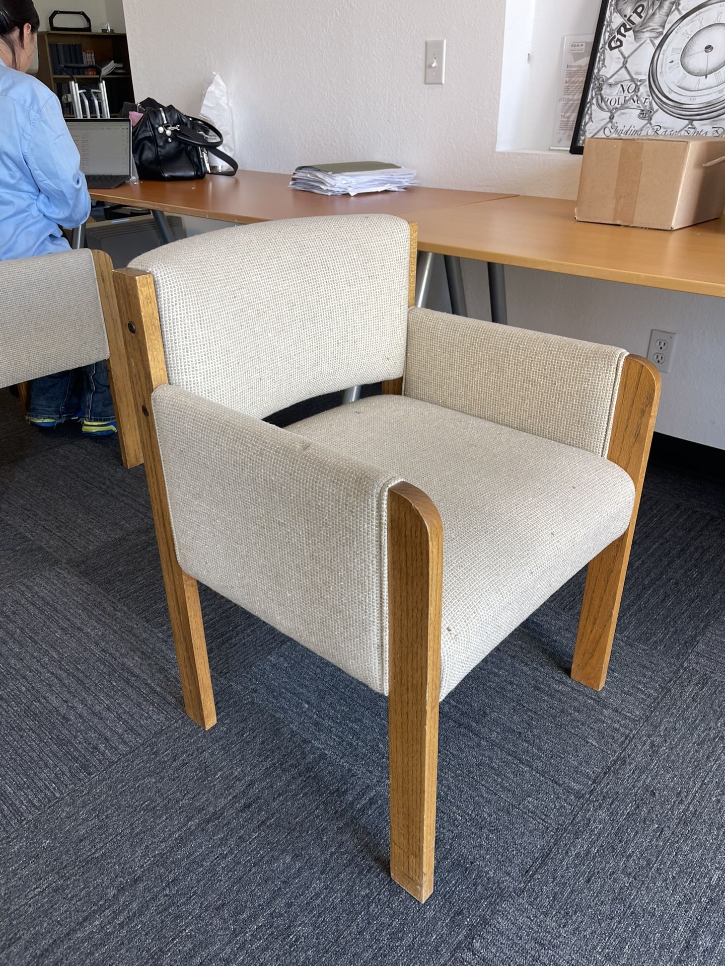 2x Office/Guest Chair – Wood Frame Upholstered Seats