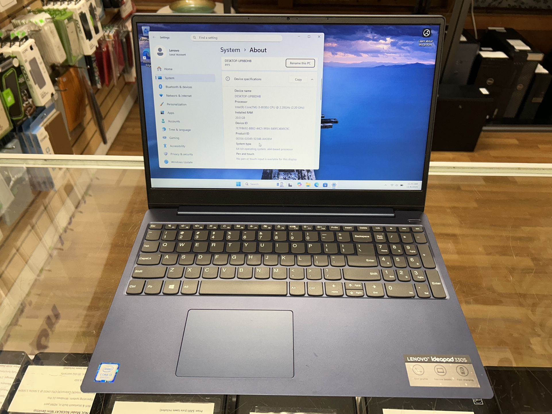 Lenovo Ideapad 330S-15IKB 15.6 inch core i3 8th gen 20GB RAM 512GB SSD
