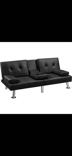 Yaheetech Faux Leather Convertible Sofa Bed / Futon – NEW