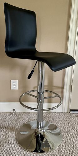 2 Black Leather Bar Stools