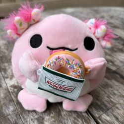 The Zuru Snackles Abbie 5" Axolotl & Krispy Kreme Doughnut Plush Toy