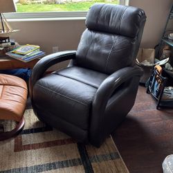 Grey Leather Rocking Swivel Recliner 