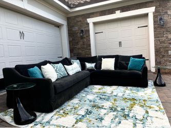 Modern Black Velvet  Sectional  sofa