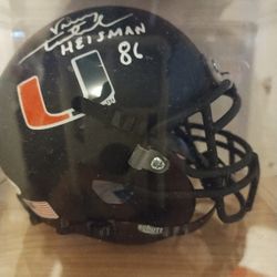 Miami Hurricanes Autographed Mini Helmet Vinny Testaverde Heisman 1986