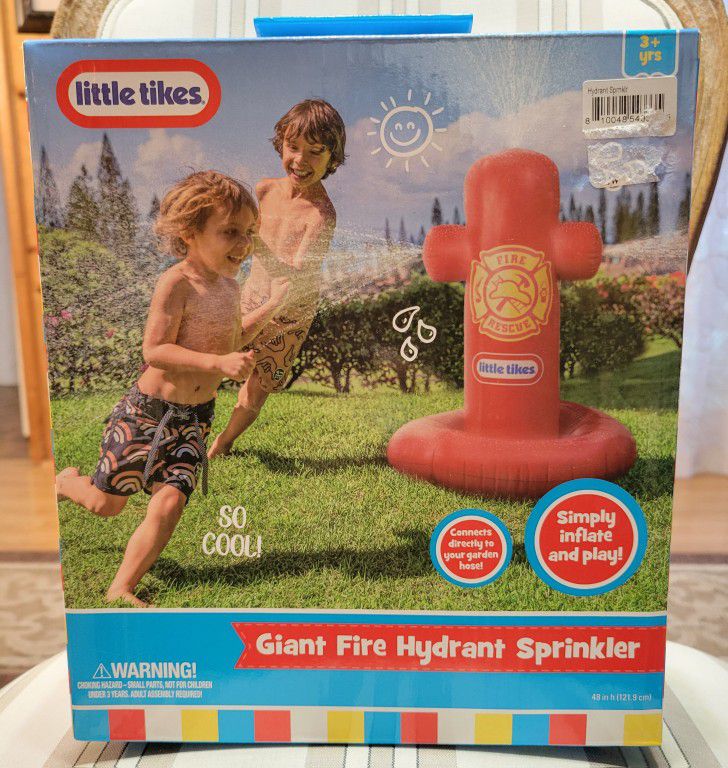 Little Tikes Giant Fire Hydrant Sprinkler 48 Inch Tall Working Fire Hose Red NEW