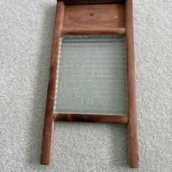 Vintage Wooden Washboard With A Glass Scrubbing Panel 18” X 8.5” X 1.5”