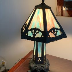 Antique Vintage Slag Glass 23” Table Lamp