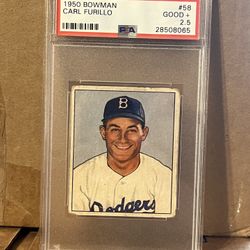 1950 Bowman Brooklyn Dodgers Carl Furillo PSA 2.5