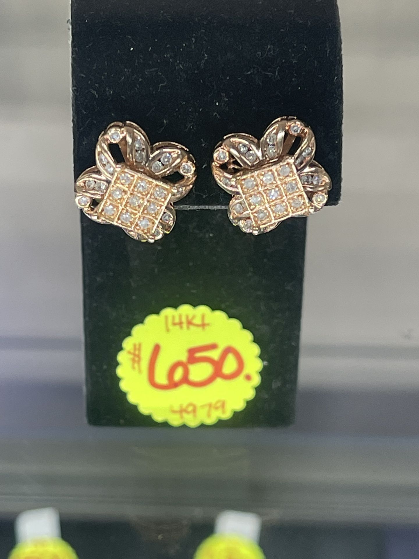 14kt R/G Diamond Earrings 