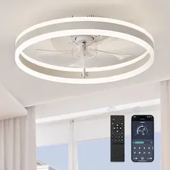 Flush Mount Ceiling fan White 19.7-in