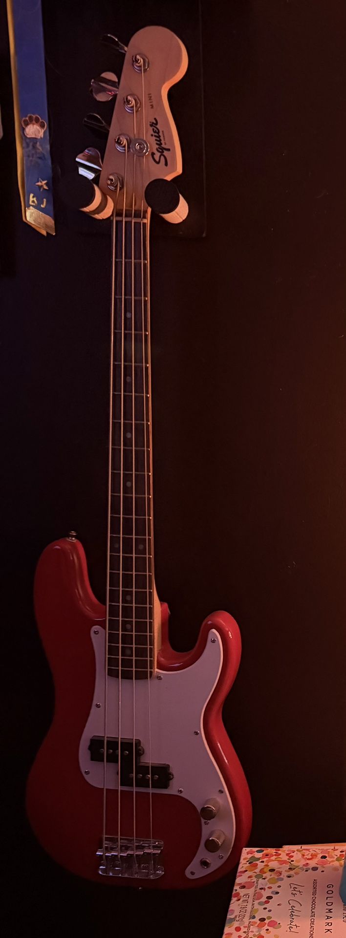 Squier Mini Precision Bass electric bass guitar.