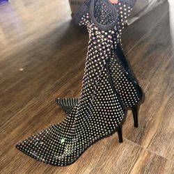 Glitter Sock Fishnet Heels