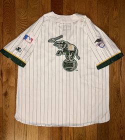 Oakland A's Elephant Stomper Starter Vintage Pinstripe Jersey Size