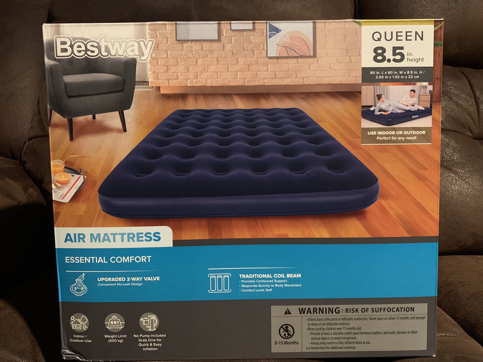 Queen Air Mattress 8.5” (New Sealed Box)