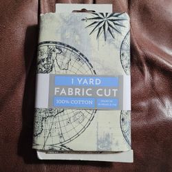 David Textiles 44" x 1 Yard Cotton Ocean Maps Precut Fabric