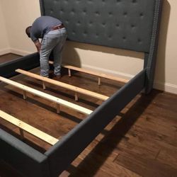 New Grey Bed Frame- Mattress Not Included