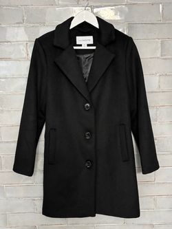 Liz Claiborne Ladies’ Black Wool Pea Coat - Size Petite Medium