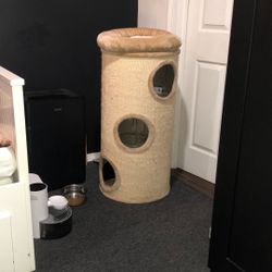 Tan Cat Tower (includes Cat Shelves & Wooden Cat Toy) 