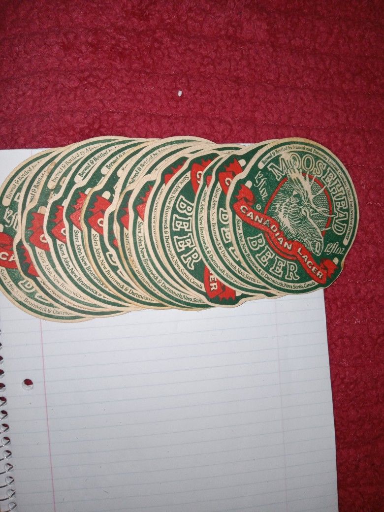 14 Vintage Moosehead Beer Coasters.