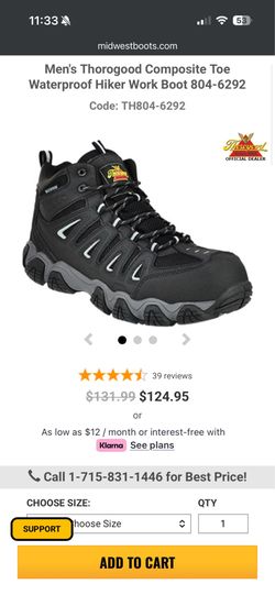 Thorogood Crosstrex work shoes model (contact info removed)