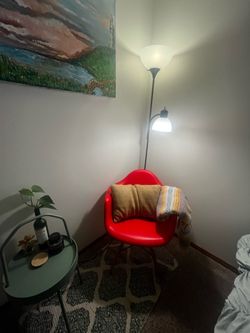 Red Plastic Accent Chair
