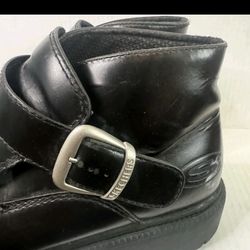 Black men's leather buckle boots sz 10