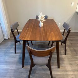 Premium Quality_Brown Table and 4 Gray Chairs