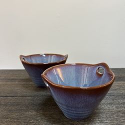 Set of 2 KOOV Stoneware Bowls – Plum & Blue Glaze