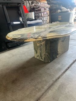 Marble Coffee Table with Oval Top