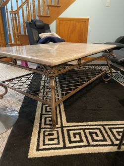 Marble And Iron Coffee Table