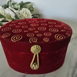Red velvet embroidery box