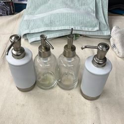4 Glass Soap Dispensers