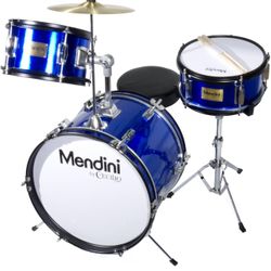 Mendini 3-Piece Kids Drum Set (16"), Includes Bass Drum, Tom, Snare, Drum Throne 