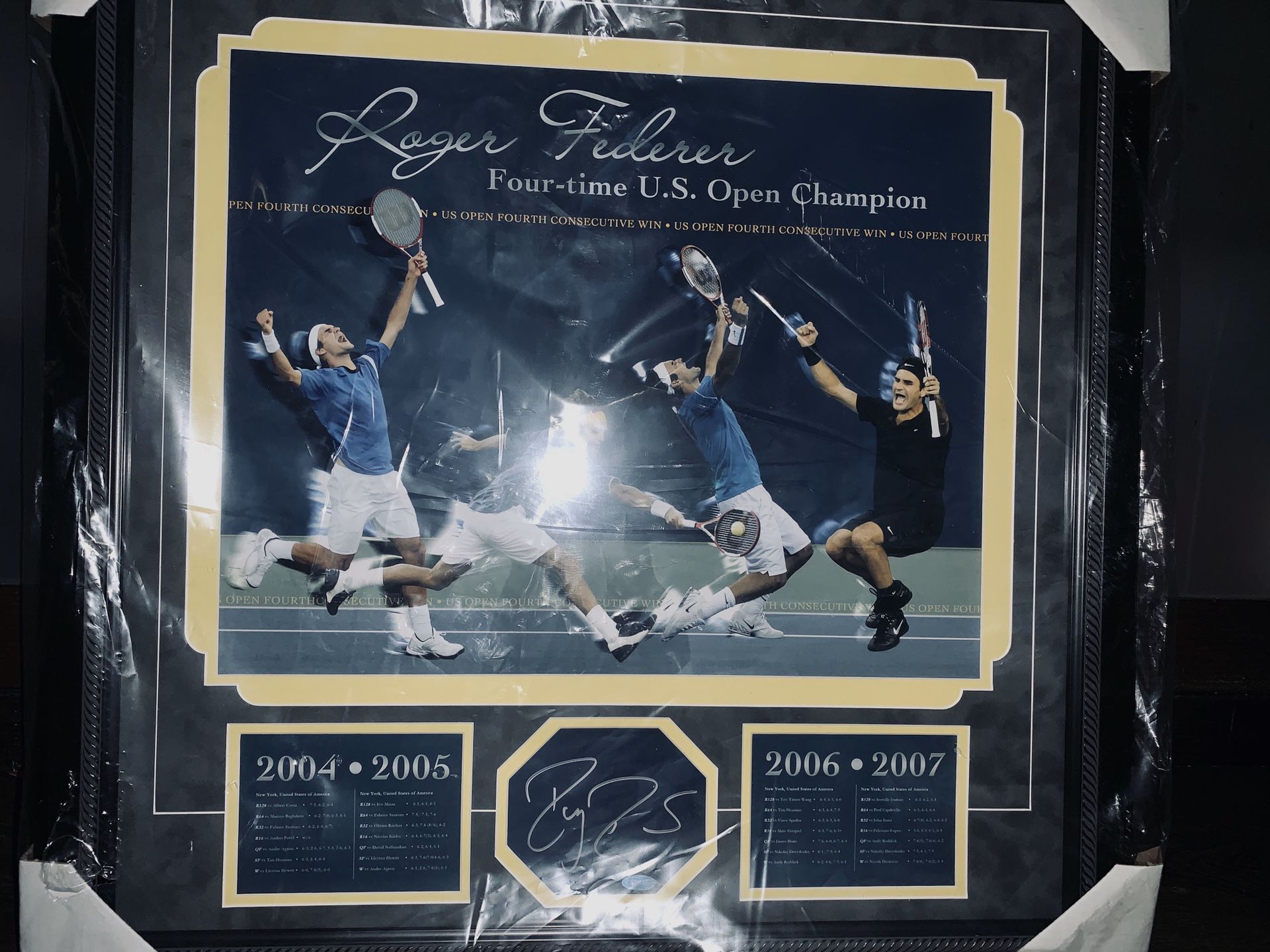 Roger Federer U.S. OPEN Signed Collage with Authenticity