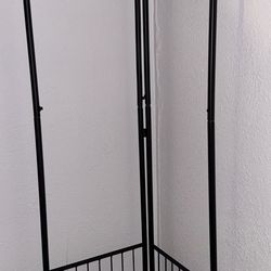 Freestanding corner coat hanger with top shelf & Bottom basket