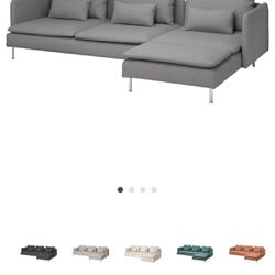 Sectional, 4-seat with chaise, and open end Tonerud/gray