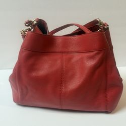 Coach Phoebe Red Soft Pebbled Leather Shoulder Bag