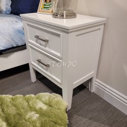 Solid Wood Nightstand, White Color, SKU#10B677W-N