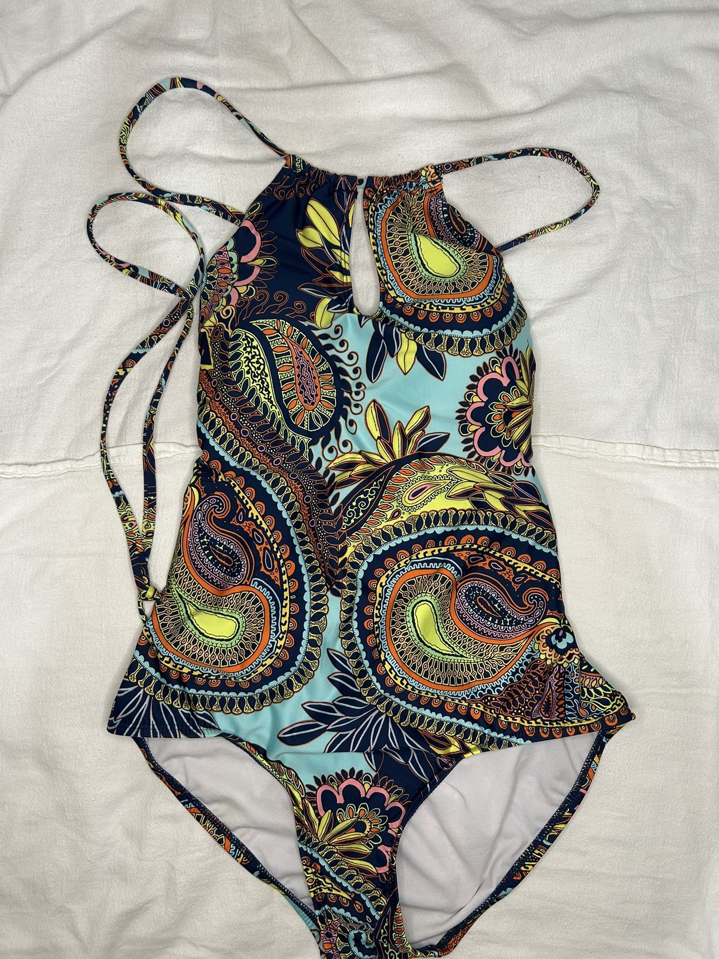 CLEANWATER Size L Womens Multicolor Wireless Lined One Piece Swimsuit 1L