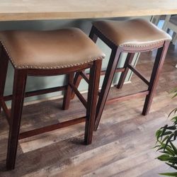 BAR STOOL SET OF 2 STUDS COGNAC PAIR | BARSTOOL