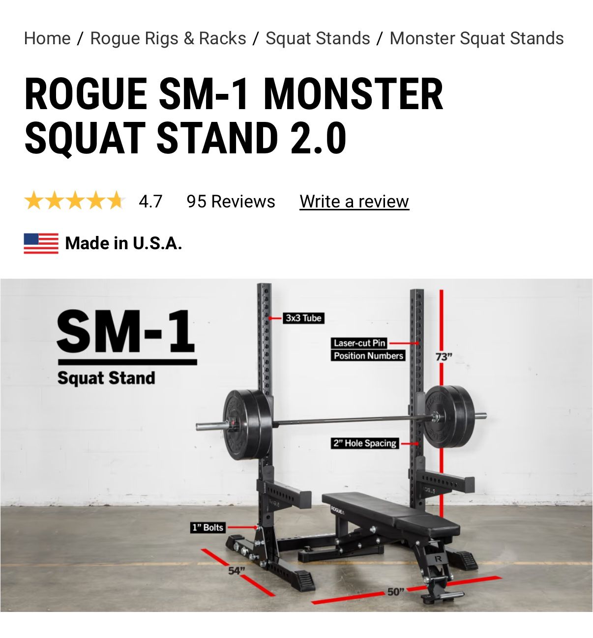 Rogue Fitness Monster Squat Stand WITH Safety Spotter Arms