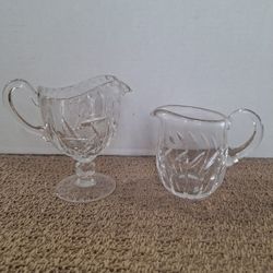 SET OF 2 VINTAGE CRYSTAL CREAMER 