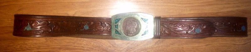 Brown leather decorative belt