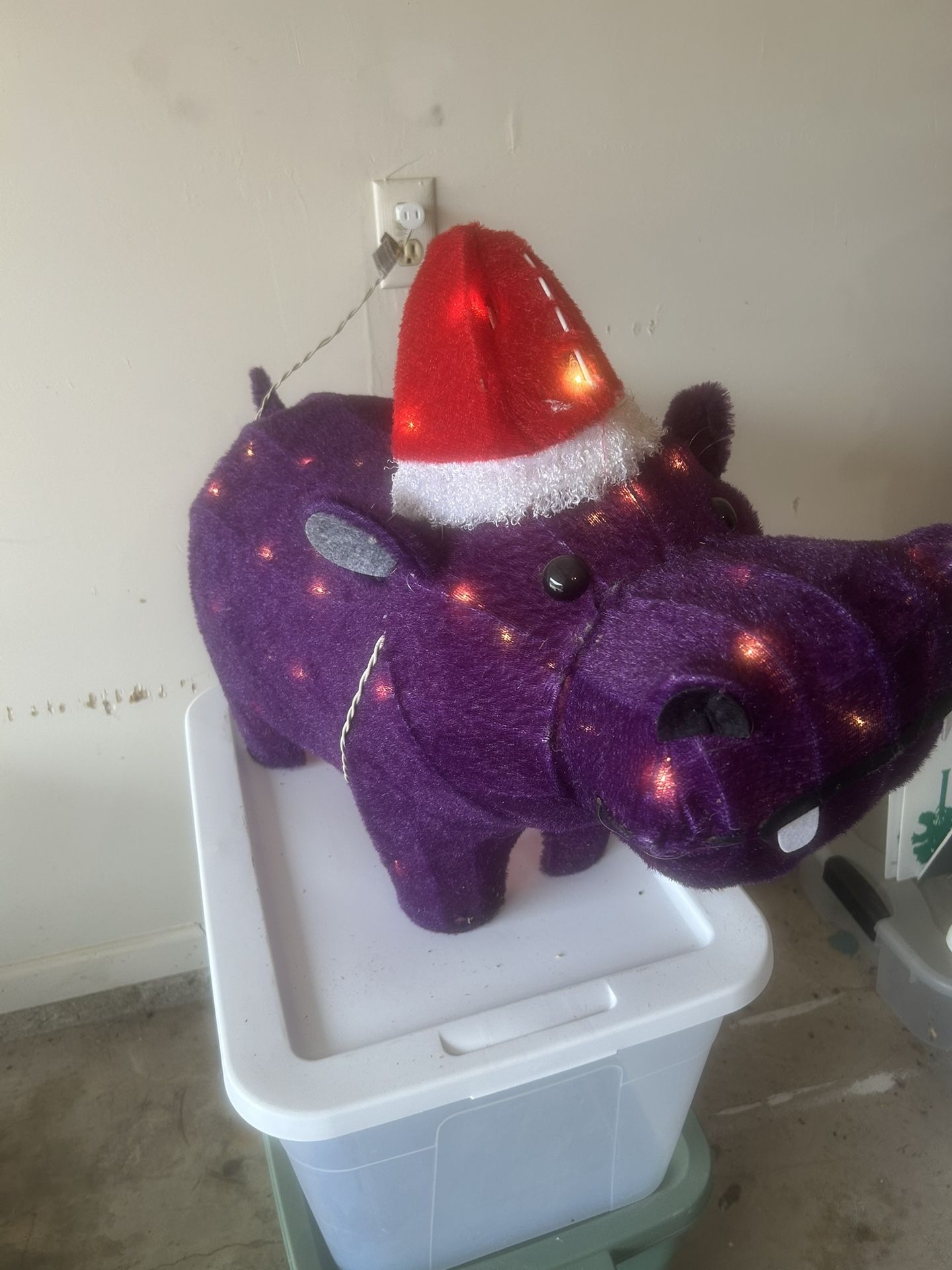 Outdoor Christmas Lighted Decorations - Momma & Baby Hippos