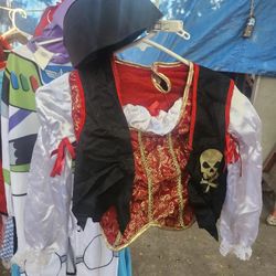 Halloween Costume Pirate Girls Top And Vest Size S