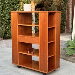 Danish Modern Mid Century Teak Stand Media Center Book Shelf Cabinet